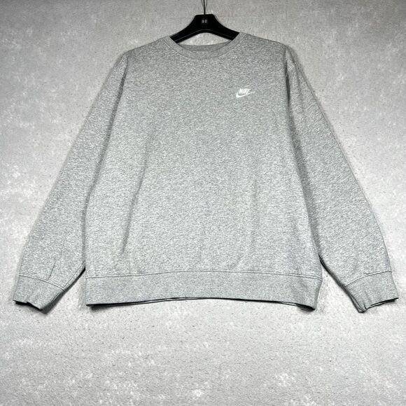 Nike Sportswear Club Sweatshirt Mens L Gray Heather Fleece Crewneck BV2662-063 - Picture 1 of 12
